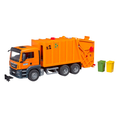 Игрушка Мусоровоз MAN c баками Bruder 03-760 оранжевый 1